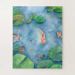 Koi Fish Pond watercolor Puzzle