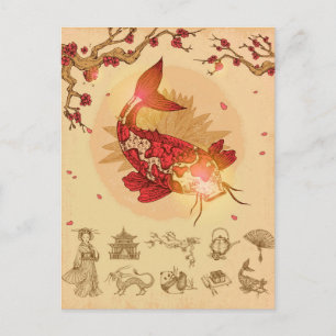 Koi Fish Postkarte
