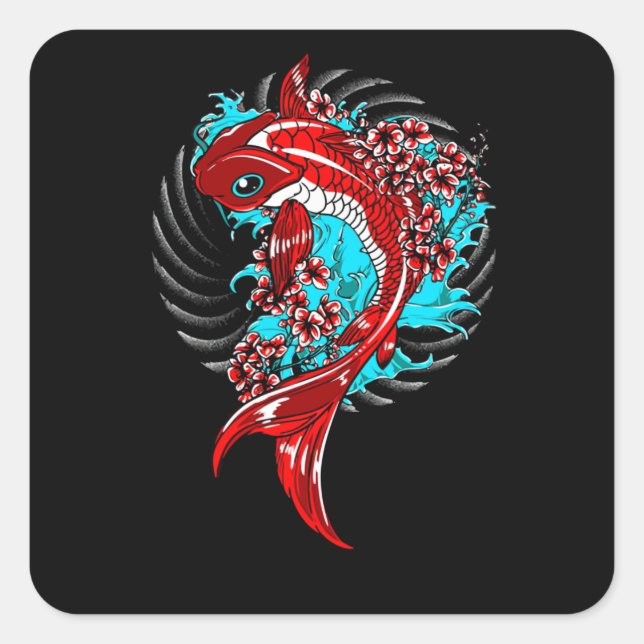 Koi Fish Quadratischer Aufkleber (Vorderseite)