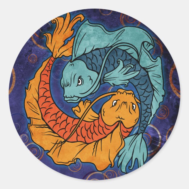 Koi Fish Runder Aufkleber (Vorderseite)