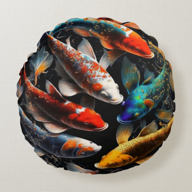 Koi Fish Rundes Kissen (Vorderseite)