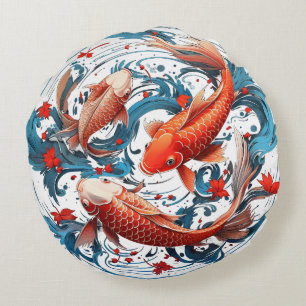 Koi Fish Rundes Kissen