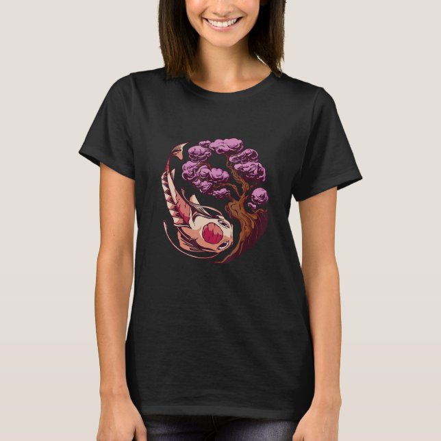 Koi Fish Sakura Japanese art T-Shirt (Vorderseite)