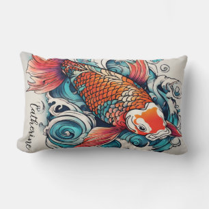 Koi Fish, schöner japanischer Karpfen, Personalisi Lendenkissen