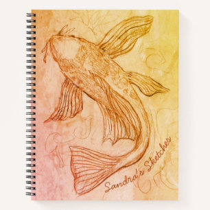 Koi Fish Spiral Sketchbook Option Notebook Notizbuch