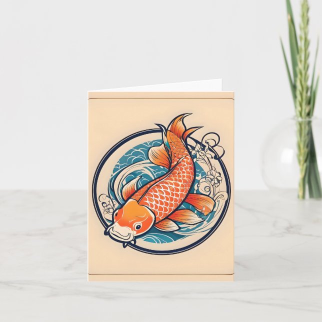 Koi Fish Study D Faltkarte Karte (Vorderseite)