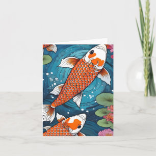 Koi Fish Study H Faltkarte Karte
