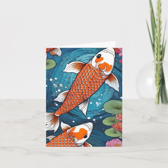 Koi Fish Study H Faltkarte Karte (Vorderseite)