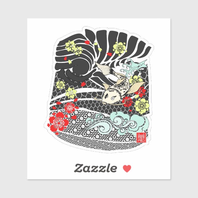 Koi Fish Tattoo Aufkleber (Blatt)