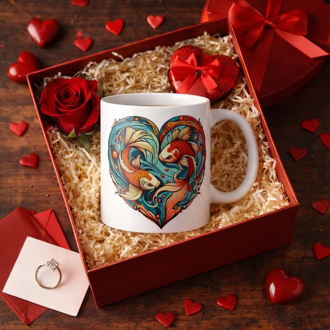 Koi Fish Valentine Kaffeetasse (Von Creator hochgeladen)