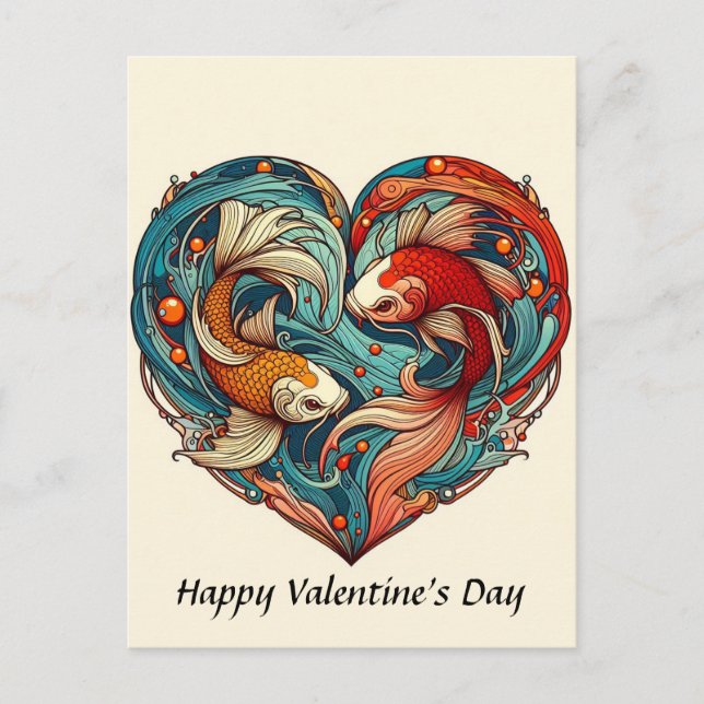 Koi Fish Valentine Postkarte (Vorderseite)
