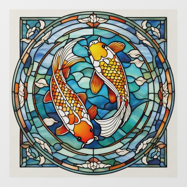 Koi Fish verkettetes Glas Japanischer Asain Fisch Fensteraufkleber (Blatt)