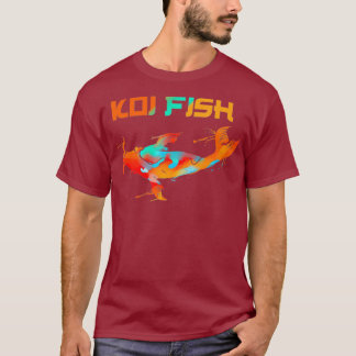 Koi Fish Wasserfarbe Kunst Design Japanischer Teic T-Shirt