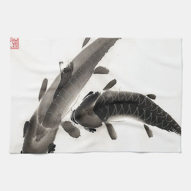 Koi Fish Watercolor Küchentuch (Horizontal)