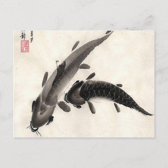 Koi Fish Watercolor Postkarte (Vorderseite)