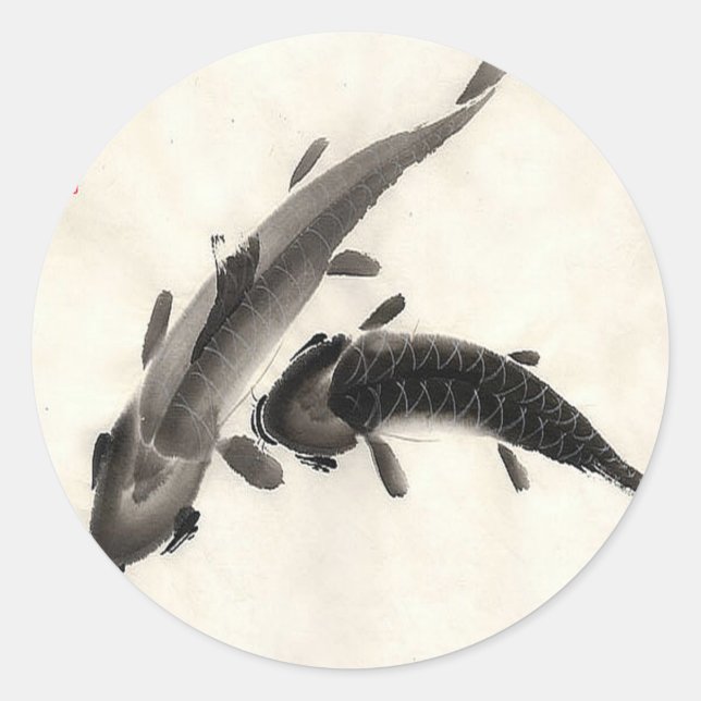 Koi Fish Watercolor Runder Aufkleber (Vorderseite)