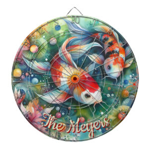 Koi Fish Whimsical Watercolor Personalisiert Dartscheibe