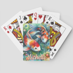 Koi Fish Whimsical Watercolor Personalisiert Spielkarten