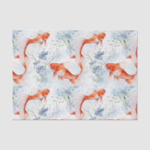 Koi Fish White Winter Pond Decoupage Seidenpapier