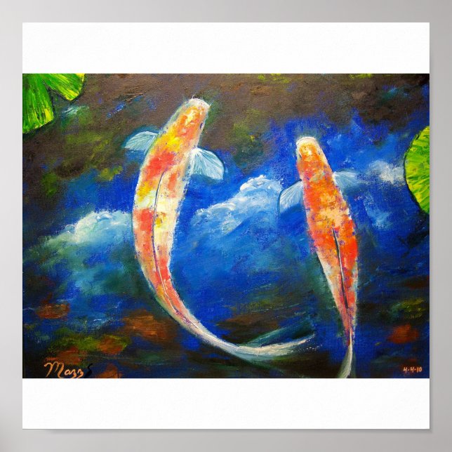 Koi Fish with Cloud Reflections Art Poster (Vorne)