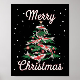 Koi Fish Xmas Tree Koi Carp Weihnachtsbaum Poster