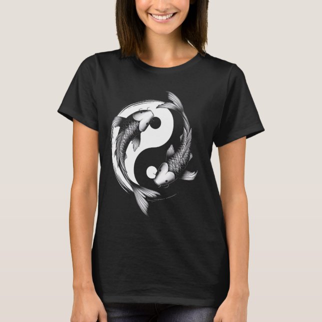 Koi Fish Yang Symbol Design Grafische T-Shirts (Vorderseite)