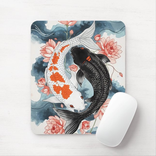 Koi Fish Yang Yang Lotus Art Mousepad (Mit Mouse)