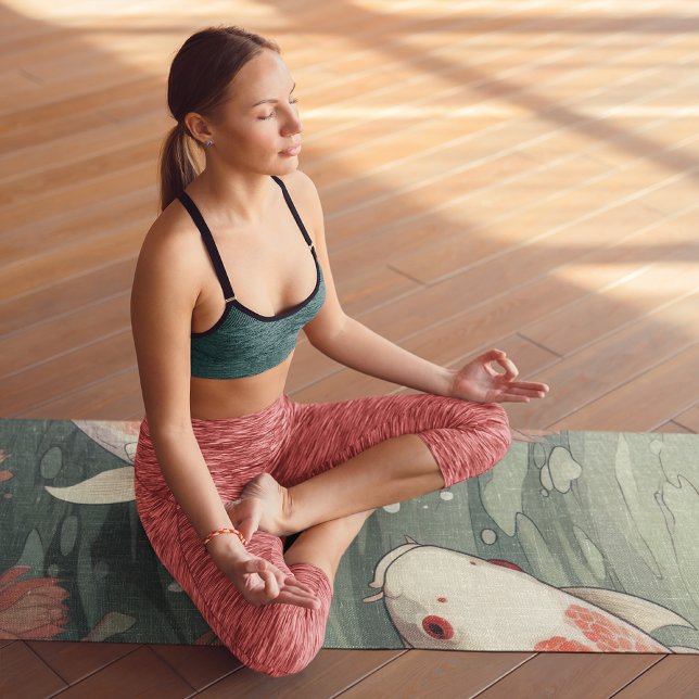 Koi Fish Yin Yang Water Lily Personalisierter Name Yogamatte (Von Creator hochgeladen)