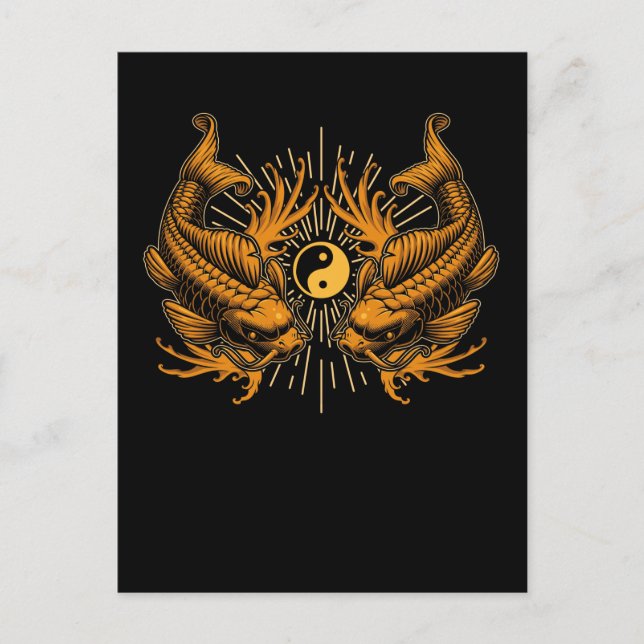 Koi Fish Ying and Yang Japan Fish Postkarte (Vorderseite)