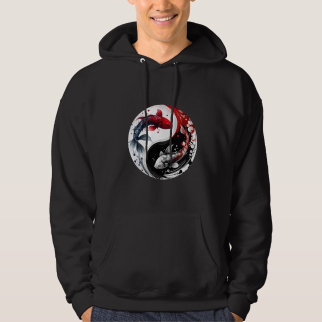 Koi Fish, Ying Yang Symbolic Hoodie (Vorderseite)