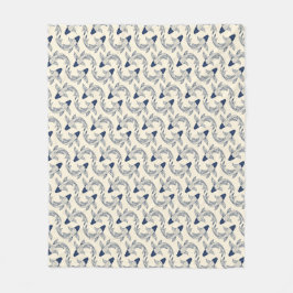 Koi Goldfish Wavy Muster in Blau und Creme Fleecedecke
