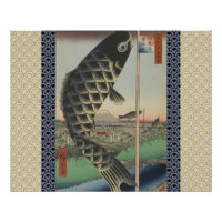 Koi Hiroshige Fish Festival Flag