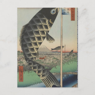 Koi Hiroshige Fish Festival Flag Postkarte