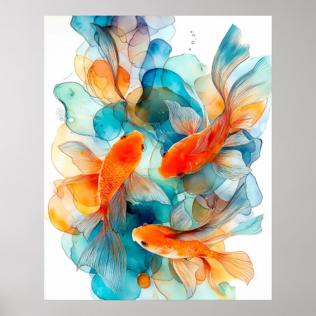 Koi im Fluss Poster (Vorne)