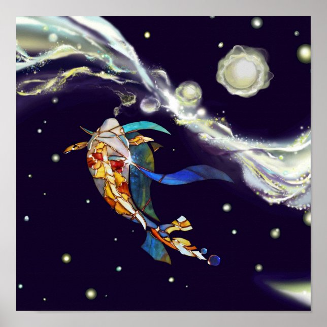 Koi in Universe Glass Designer Interior Poster (Vorne)