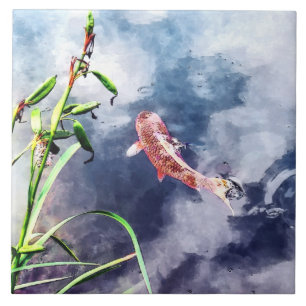 Koi in wirbelndem Wasser Fliese