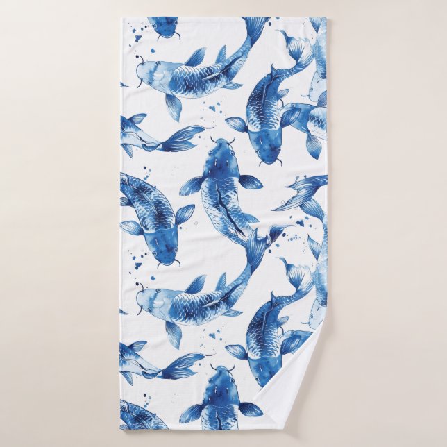 Koi indigo shibori muster badehandtuch (Badehandtuch)