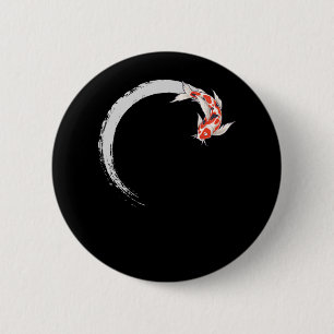 Koi Japanese Enso Circle Carp Fish Button