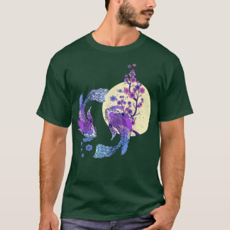Koi Japanisch Koi Carp Full Moon Yin Yang Cherry B T-Shirt