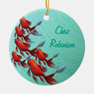 Koi Japanischer Orientalischer Fisch Keramik Ornament