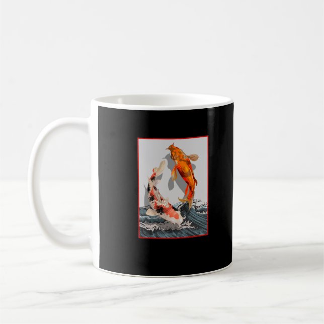 Koi Japanischer Wave Water Carp Fisch Kaffeetasse (Links)