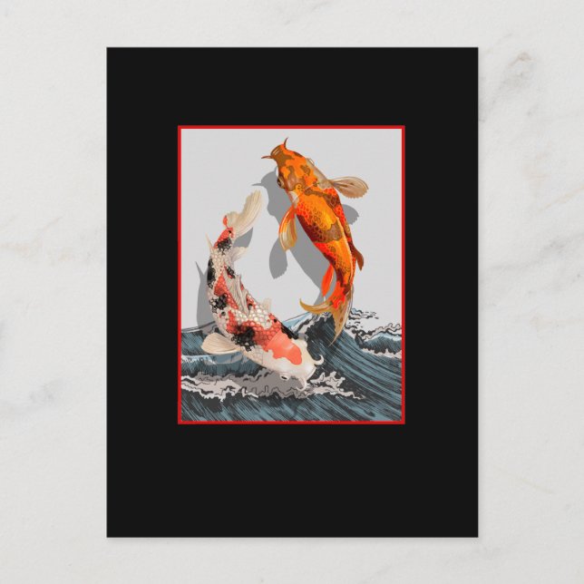 Koi Japanischer Wave Water Carp Fisch Postkarte (Vorderseite)