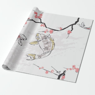koi karpfen fisch natur landschaft ansicht skizze geschenkpapier