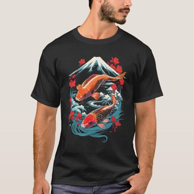 Koi-Karpfen im Zen-Garten T-Shirt (Vorderseite)