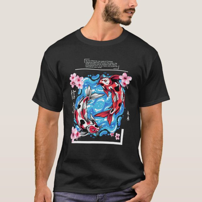 Koi-Karpfen Japanisches Fischdesign T-Shirt (Vorderseite)