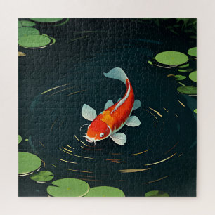 Koi-Karpfen-Lotus-Teich Serenität Puzzle