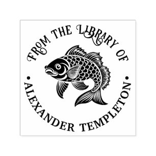 Koi-Karpfenfisch #3 Bibliotheksbuchname Permastempel