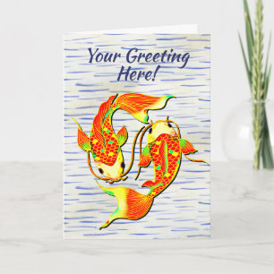 Koi-Karpfenfisch Orange Grün zum Geburtstag  Karte