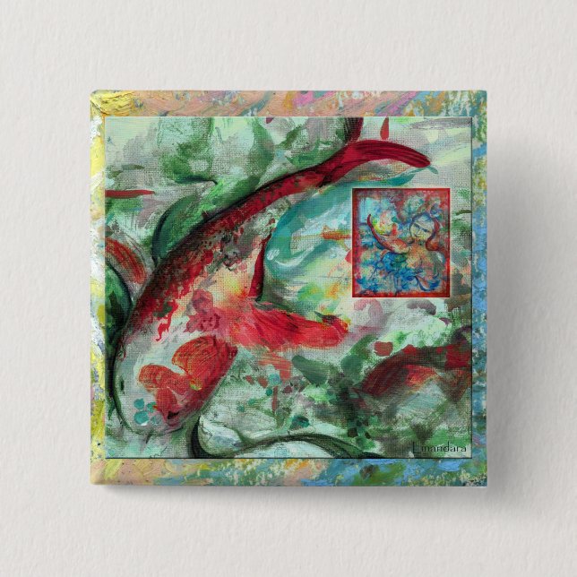 Koi-Karpfenfischmalerei Button (Vorderseite)