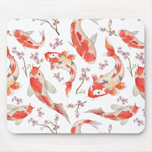 Koi Kirschblüten-Muster Mousepad (Vorne)